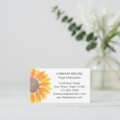 Carte de visite d'instructrice de yoga Tournesol (Debout devant)