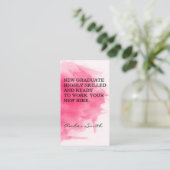 Carte De Visite Diplôme | Nouvel embauche | Arrière - plan aquarel (Debout devant)