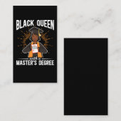 Carte De Visite Diplômée Reine noire Diplôme de maîtrise (Devant / Derrière)