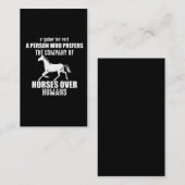 Carte De Visite Dire un cadeau à un fou de cheval (Devant / Derrière)