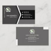 Carte De Visite Directeur à fond gris élégant de logistique de (Devant / Derrière)