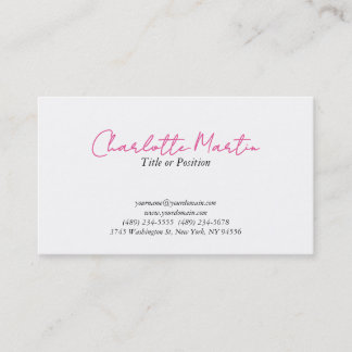 Carte De Visite Directeur Consultant Chef Blanc Rose Professionnel