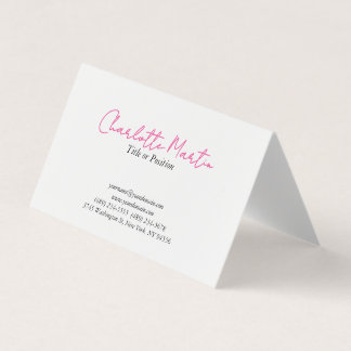 Carte De Visite Directeur Consultant en Chef Rose Blanc Profession