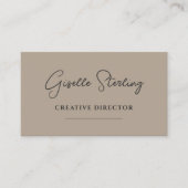 Carte De Visite Directeur de création Code QR Script Taupe Neutre (Devant)