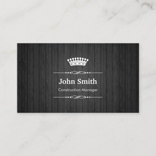 Carte De Visite Directeur de la construction Royal Black Wood Grai (Devant)