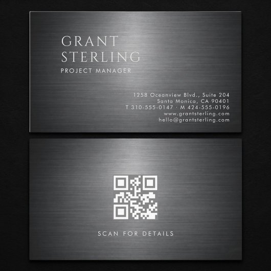 Carte De Visite Directeur de Projet Code QR Métallique