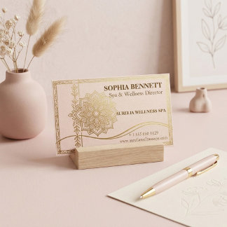 Carte De Visite Directeur de Spa Wellness | Faux Or Luxe Rose Pâle