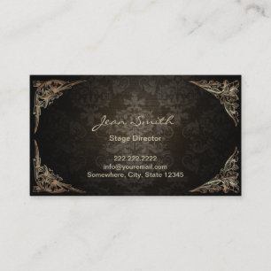 Carte De Visite Directeur d'étape foncé vintage de damassé