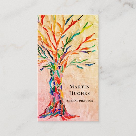 Carte De Visite Directeur Funéraire Arbre De Vie Beige (Devant)