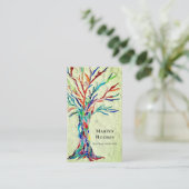 Carte De Visite Directeur Funéraire Arbre De Vie Vert (Debout devant)