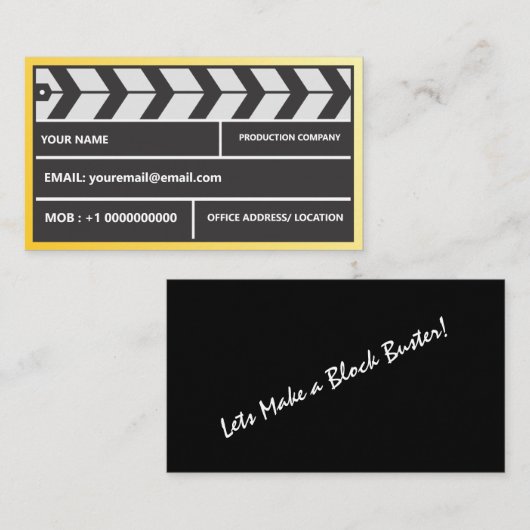 Carte De Visite Directeur Producer Clapper (Devant / Derrière)