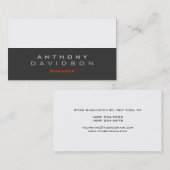 Carte de visite directeur tendance gris blanc oran (Devant / Derrière)