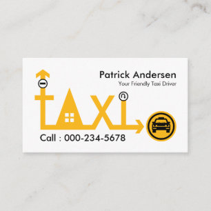 Carte De Visite Direction de conduite de l'itinéraire du taxi jaun