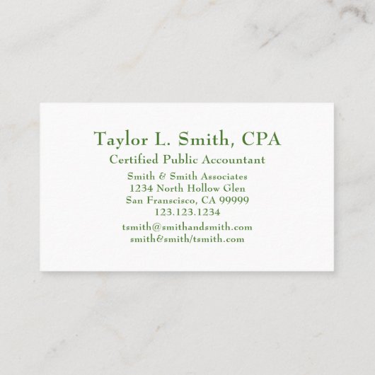 Carte De Visite Direction de la verdure botanique (Dos)