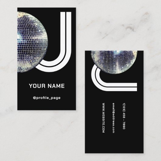 Carte De Visite Disco ball DJ géant signe gras (Devant / Derrière)