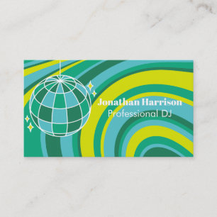 Carte De Visite Disco Ball DJ Retro Super Wave Green