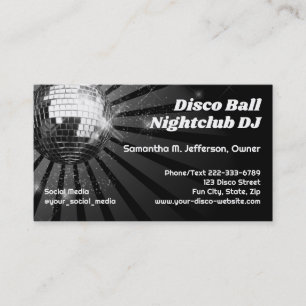 Carte De Visite Disco Ball Night Club DJ Disk Jockey Dance Party