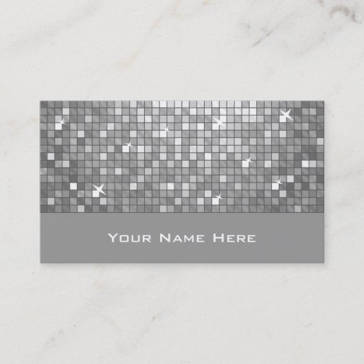 Carte de visite Disco Carreaux "Argent" (Devant)