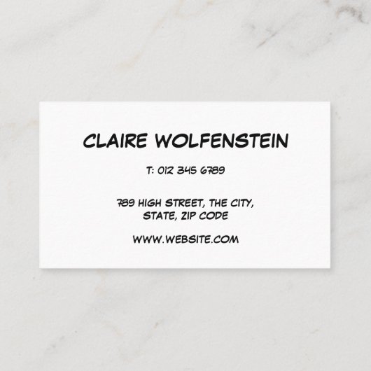 Carte De Visite Discours de bande dessinée moderne Message de bull (Dos)