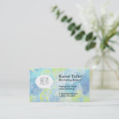 Carte De Visite Discuter la bulle | Peintures bleu vert Arrière - (Debout devant)