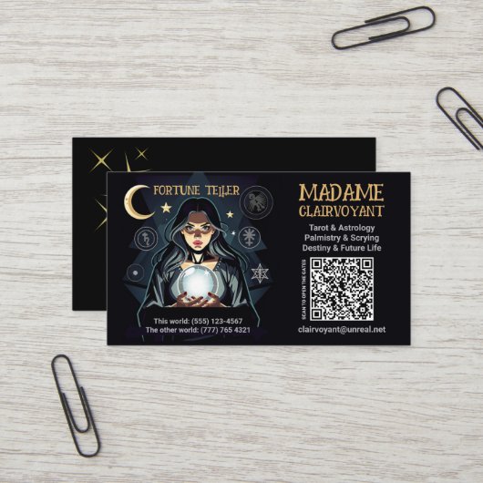 Carte De Visite Diseur de bonne aventure (Devant/Arrière en situation)