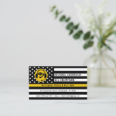 Carte De Visite Dispatcher American Flag 911 de la ligne d'or minc (Debout devant)