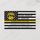 Carte De Visite Dispatcher American Flag 911 de la ligne d'or minc (Devant)