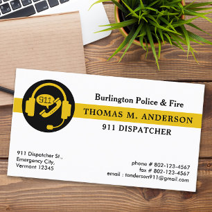 Carte De Visite Dispatcher Custom Modern Emergency Services 911