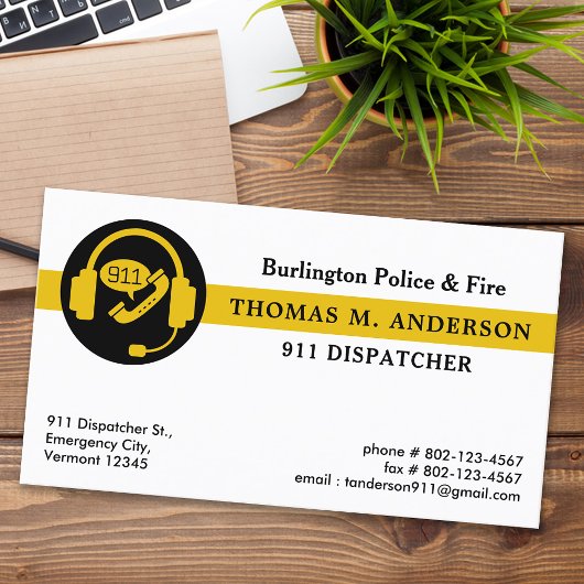 Carte De Visite Dispatcher Custom Modern Emergency Services 911