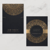 CARTE DE VISITE DISPLAY DE BLACK CLASSIC ORNATE MANDALA NECKLACE (Devant / Derrière)
