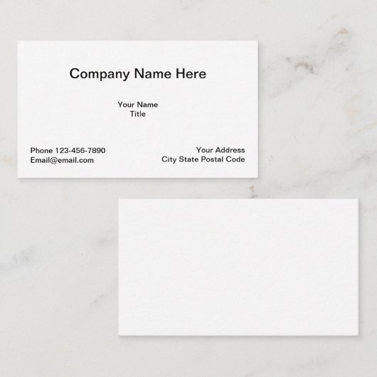 Carte De Visite Disposition classique générique (Devant / Derrière)