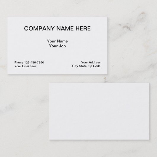 Carte De Visite Disposition classique simple générique (Devant / Derrière)