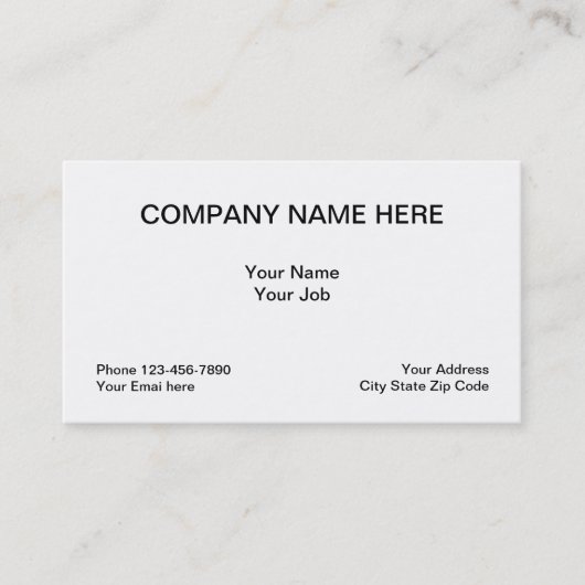 Carte De Visite Disposition classique simple générique (Devant)