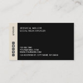 Carte De Visite Disposition moderne classique Médias sociaux noirs (Dos)