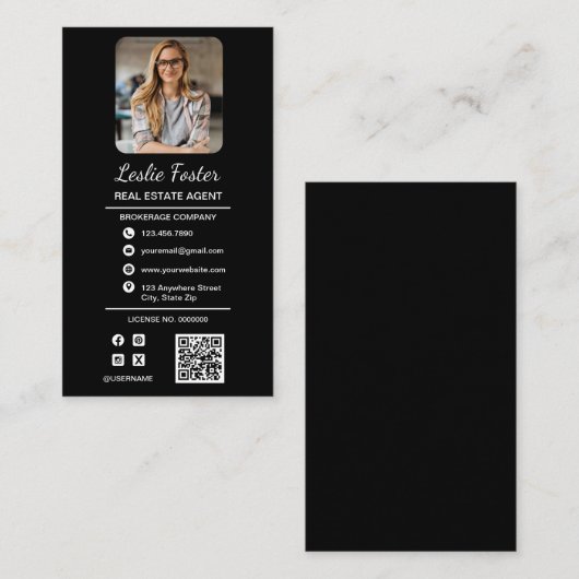 Carte De Visite Disposition photo professionnelle de l'agent immob (Devant / Derrière)