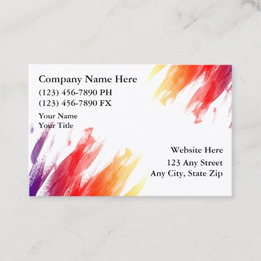 Carte De Visite Disposition simple de peintre et conception (Devant)