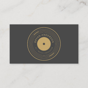 Carte De Visite Disquaire DJ Producteur de Luxe Vinyle Or