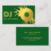 Carte De Visite Disque de musique Abstrait Green Gold DJ (Devant / Derrière)