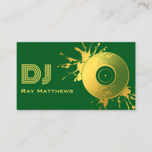 Carte De Visite Disque de musique Abstrait Green Gold DJ