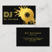 Carte De Visite Disque de musique Black Gold Abstrait DJ (Devant / Derrière)