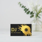 Carte De Visite Disque de musique Black Gold Abstrait DJ (Debout devant)
