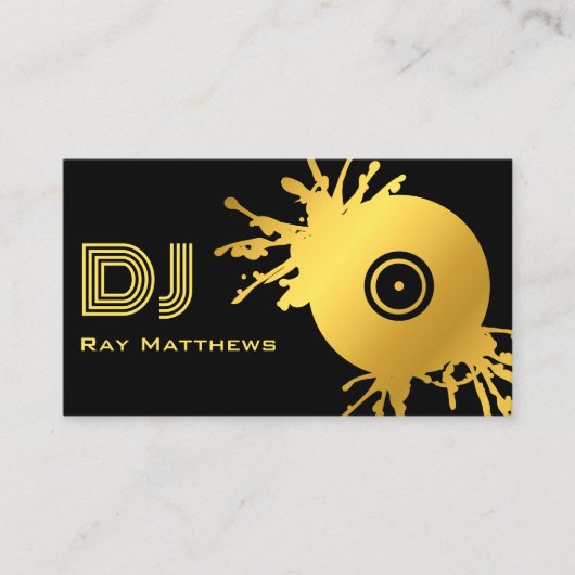 Carte De Visite Disque de musique Black Gold Abstrait DJ (Devant)