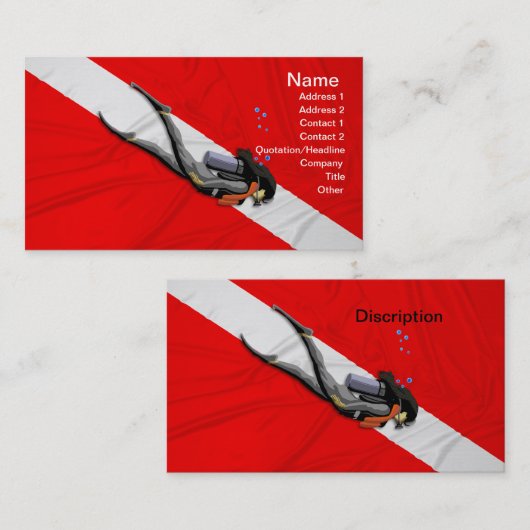 Carte De Visite Diver Et Drapeau (Devant / Derrière)