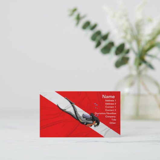 Carte De Visite Diver Et Drapeau (Debout devant)