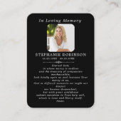 Carte De Visite Divine Mercy Catholic Funeral Black Prayer Card (Devant)