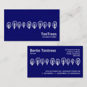 Carte De Visite Dix arbres - Blanc sur bleu foncé (Devant / Derrière)