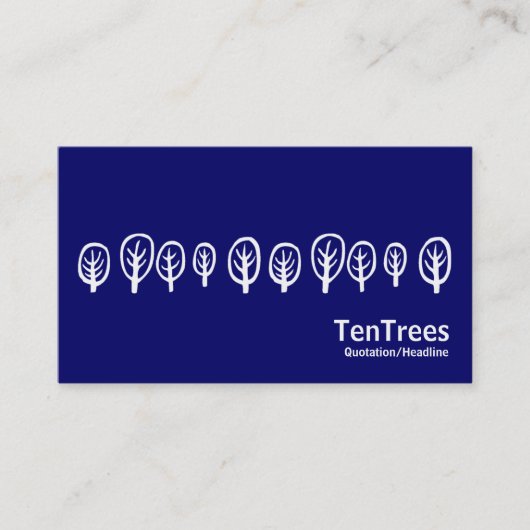 Carte De Visite Dix arbres - Blanc sur bleu foncé (Devant)