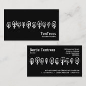 Carte De Visite Dix arbres - Blanc sur Noir (Devant / Derrière)