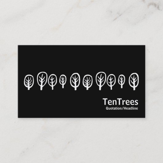 Carte De Visite Dix arbres - Blanc sur Noir (Devant)