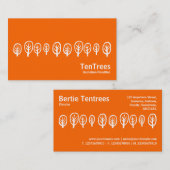 Carte De Visite Dix arbres - Blanc sur Orange (Devant / Derrière)